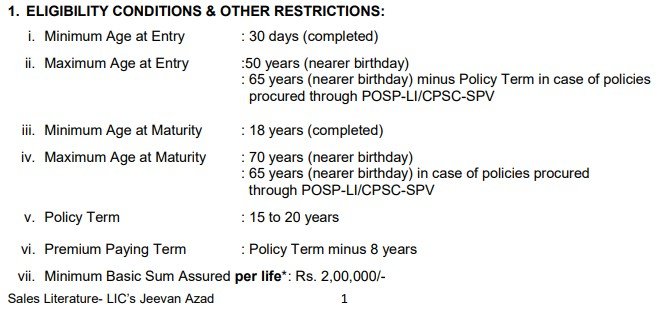 LIC Jeevan Azad Calculator